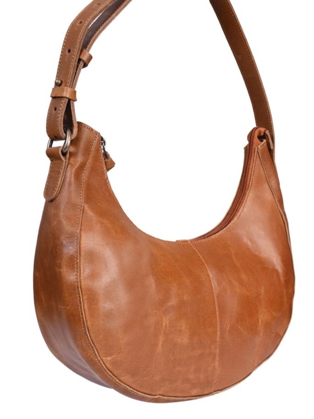 Liam & Lana Classic Tan Leather Stella Hobo Shoulder Bag 13.5”x17.5”